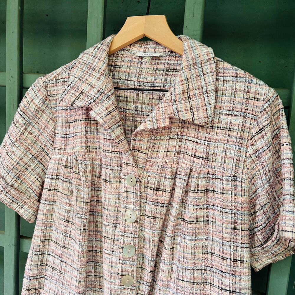 Tyler Böe Pink Teed/Bouclé Quiet Luxury Preppy Workwear Knit Shift Dress - Sz M - Picture 3 of 7